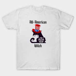 All-American Witch Cute Cat, Patriotic Witch Gift T-Shirt